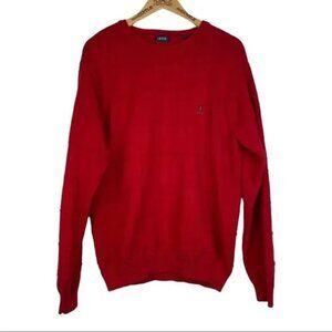 IZOD MEN'S RED KNIT LONG SLEEVE PULL-OVER SWEATER SIZE LARGE-EUC
